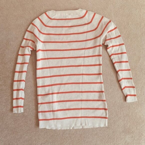 Banana Republic Tunic Sweater Small Striped Cream Coral Cotton Blend - Picture 6 of 9